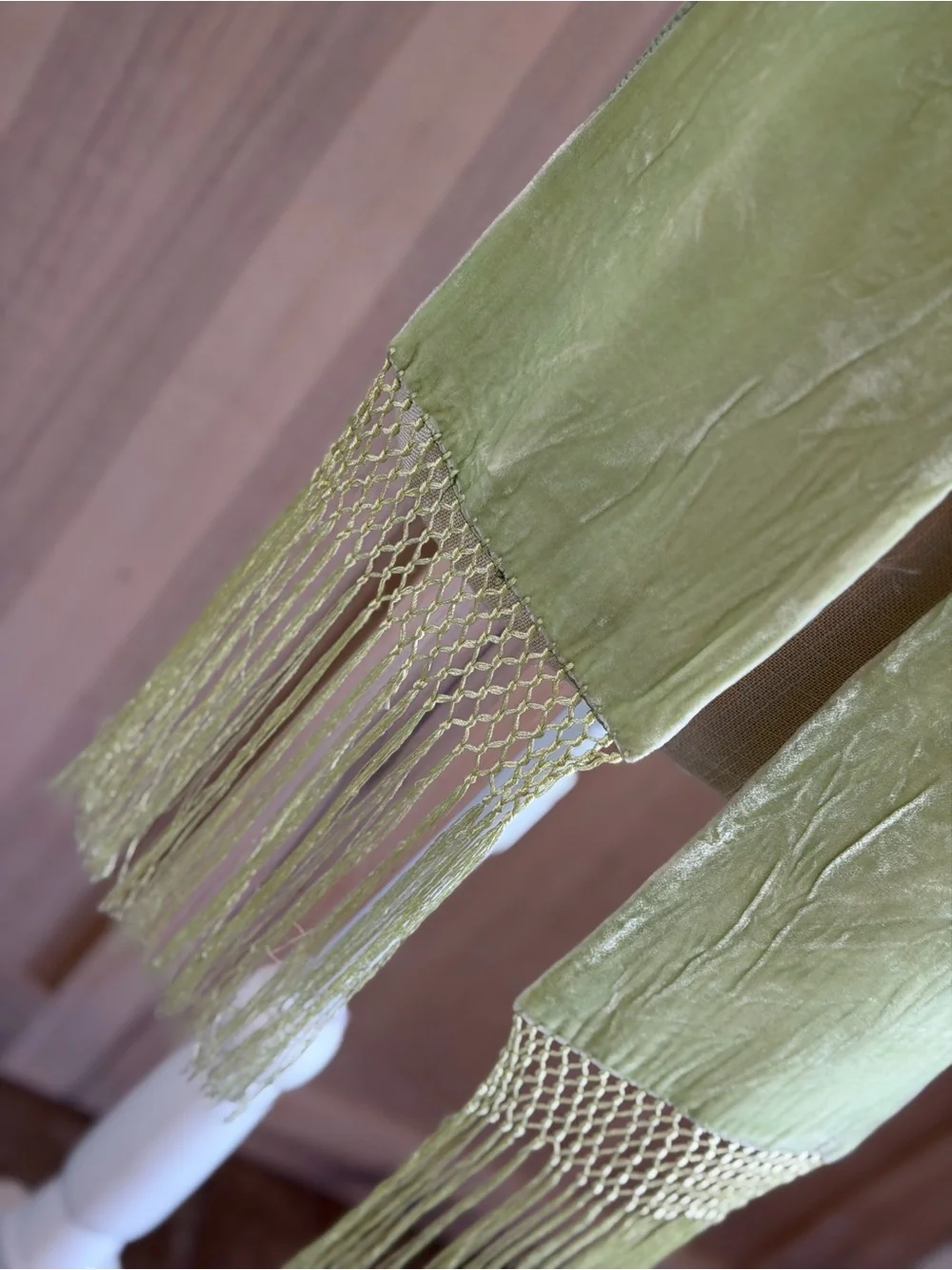 Vintage V. Fraas silk | Viscose Macrame Fringed Scarf. Velour | Feminine | Luxe